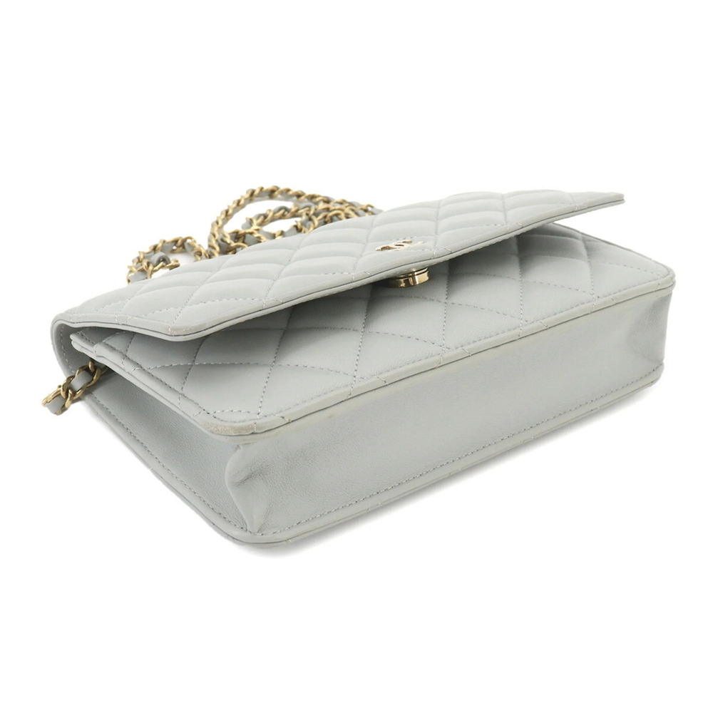 CHANEL Authentic Gray Lambskin Leather Wallet - Picture 4 of 10